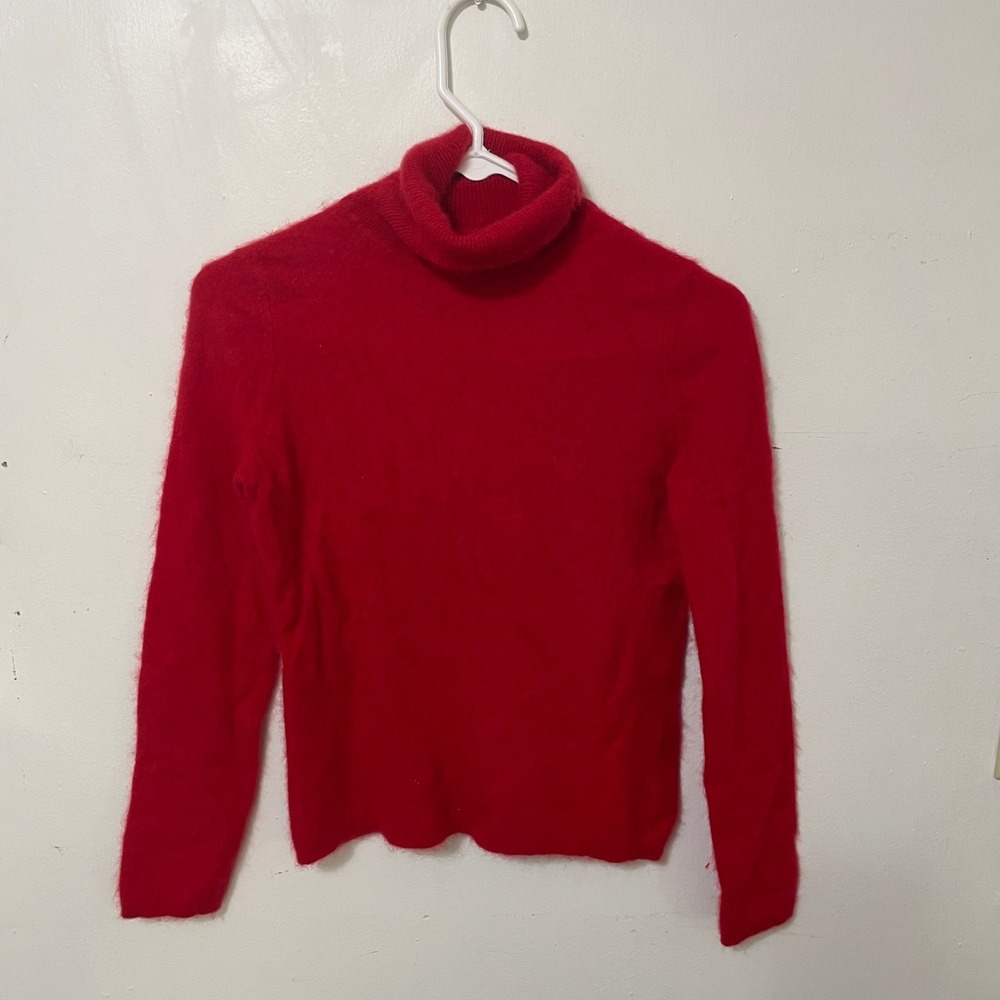 Luxury Womens 100% Cashmere Turtleneck Sweater Red Size S